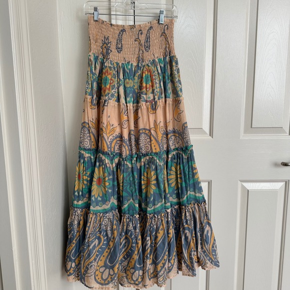 Free People Canyon Rose Tiered Maxi Skirt - Boho Paisley Floral - Size M - Picture 2 of 10